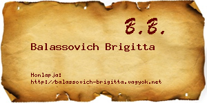 Balassovich Brigitta névjegykártya